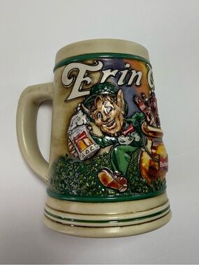 Vintage 1992 Budweiser Green and Cream Leprechaun Ceramic Beer Stein